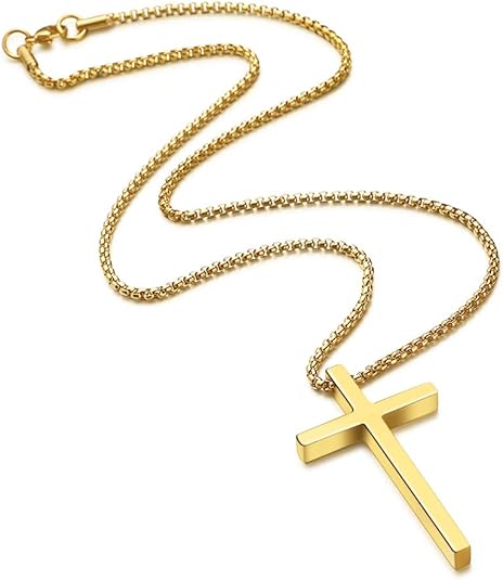 Prism 18-inch Gold Cross Chain, Stainless Steel, 2.5mm